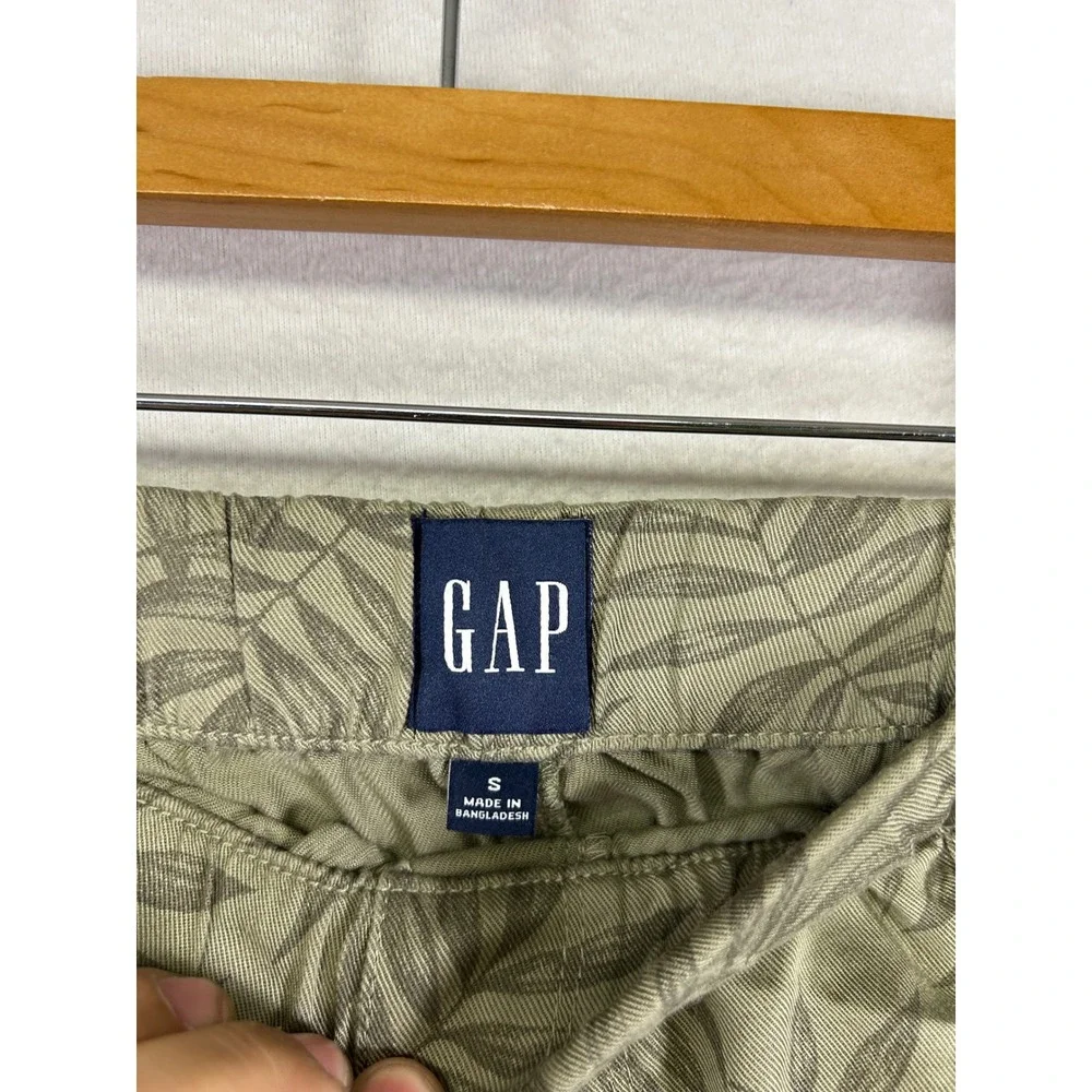 Tropical Boho Summer Gap Women S Olive Green Leaf‎ Print Drawstring Shorts